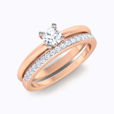 Glow Solitaire Bridal Ring Set Solitaire Rings 14 Karat Rose Gold Glow Solitaire Bridal Ring Set