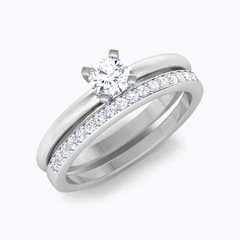 Glow Solitaire Bridal Ring Set Solitaire Rings 14 Karat White Gold Glow Solitaire Bridal Ring Set