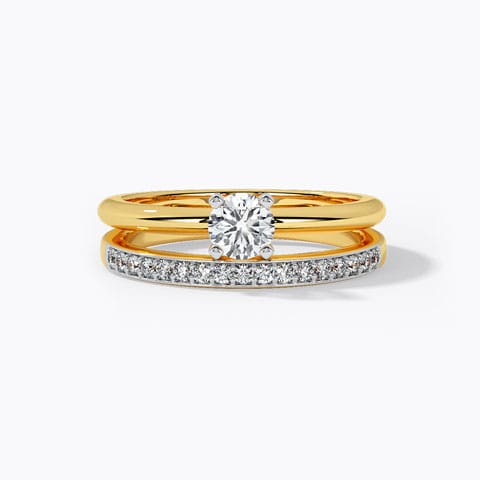Glow Solitaire Bridal Ring Set Solitaire Rings 18 Karat Yellow Gold Glow Solitaire Bridal Ring Set