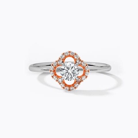 Sara Hearts & Arrows Solitaire Ring Solitaire Rings 18 Karat Two Tone Gold Sara Hearts & Arrows Solitaire Ring