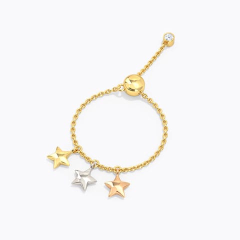 Twinkling Gemstone Flexi Ring Gold,Gemstone Adjustable Rings 14 Karat Three Tone Gold Twinkling Gemstone Flexi Ring