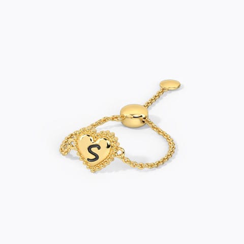 Heart Personalised Gold Flexi Ring Gold Adjustable Rings 14 Karat Yellow Gold Heart Personalised Gold Flexi Ring