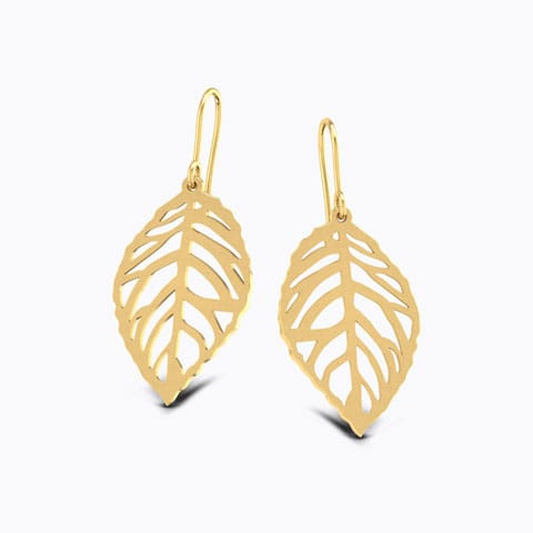 Leaf Cutout Gold Drop Earrings Gold Earrings 18 Karat Yellow Gold Leaf Cutout Gold Drop Earrings