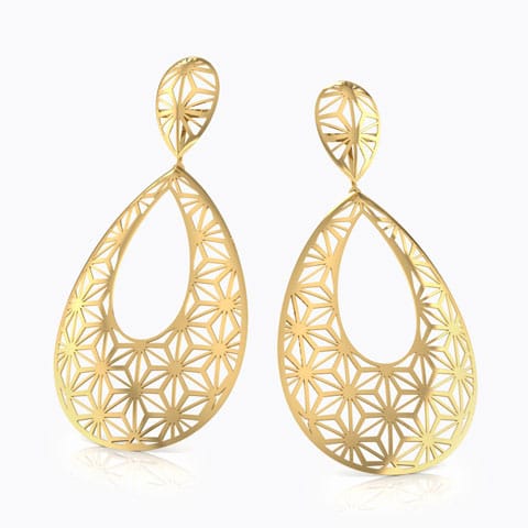 Paige Star Cutout Gold Drop Earrings Gold Earrings 18 Karat Yellow Gold Paige Star Cutout Gold Drop Earrings