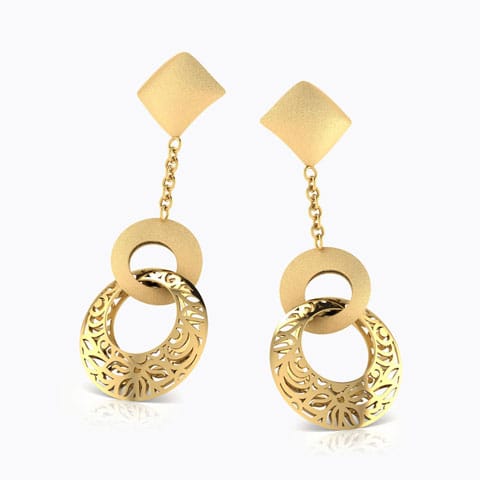 Elle Interlooped Cutout Gold Drop Earrings Gold Earrings 18 Karat Yellow Gold Elle Interlooped Cutout Gold Drop Earrings