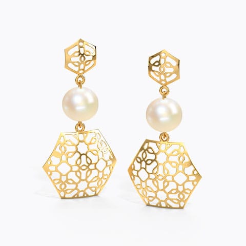 Twain Cutout Gemstone Drop Earrings Gold Earrings 18 Karat Yellow Gold Twain Cutout Gemstone Drop Earrings