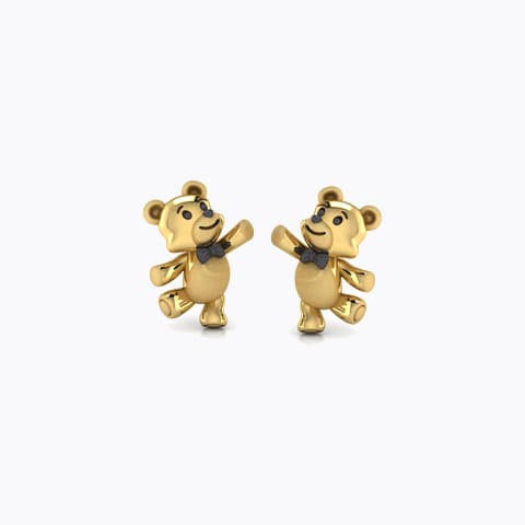 Dancing Teddy Kids' Gold Earrings Gold Earrings 18 Karat Yellow Gold Dancing Teddy Kids' Gold Earrings