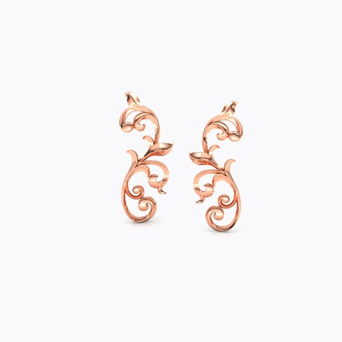 Curved Filigree Gold Ear Cuffs Gold Earrings 18 Karat Rose Gold Curved Filigree Gold Ear Cuffs