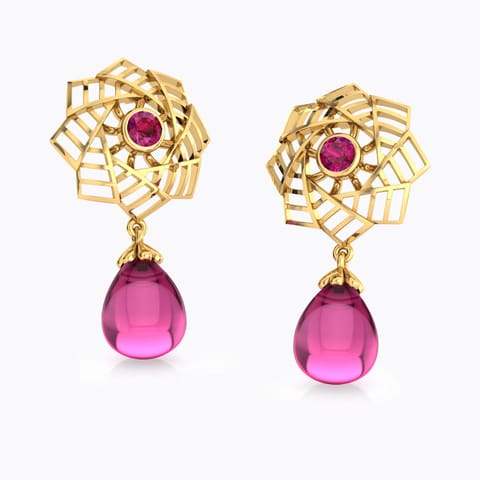 Amer Fountain Gemstone Drop Earrings Gold Earrings 18 Karat Yellow Gold Amer Fountain Gemstone Drop Earrings