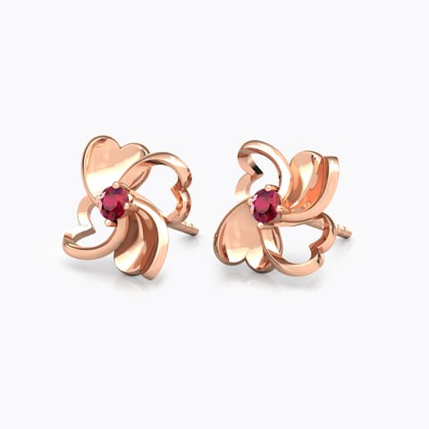 Heart Quad Gemstone Stud Earrings Gold Earrings 14 Karat Rose Gold Heart Quad Gemstone Stud Earrings