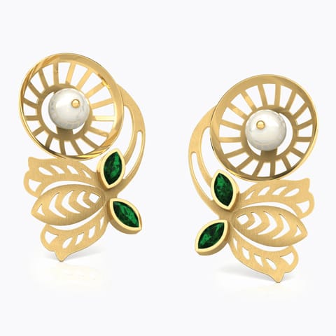Padma Intricate Gemstone Stud Earrings Gold Earrings 18 Karat Yellow Gold Padma Intricate Gemstone Stud Earrings