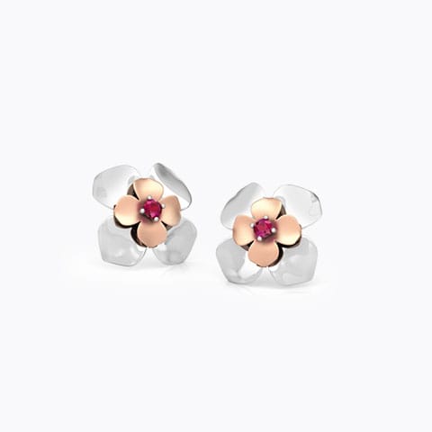 Claire Bloom Gemstone Stud Earrings Gold Earrings 14 Karat Two Tone Gold Claire Bloom Gemstone Stud Earrings