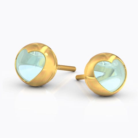 Topaz Heart Gemstone Stud Earrings Gold Earrings 14 Karat Yellow Gold Topaz Heart Gemstone Stud Earrings