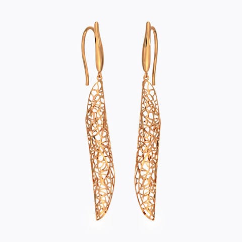 Wave Leaflet Gold Drop Earrings Gold Earrings 18 Karat Rose Gold Wave Leaflet Gold Drop Earrings