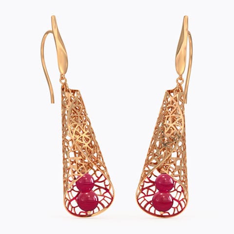 Enfold Leaf Gemstone Drop Earrings Gold Earrings 18 Karat Rose Gold Enfold Leaf Gemstone Drop Earrings