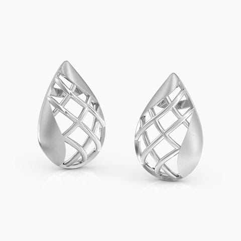 Pear Lattice Platinum Stud Earrings Platinum Earrings Platinum 950 Platinum Pear Lattice Platinum Stud Earrings