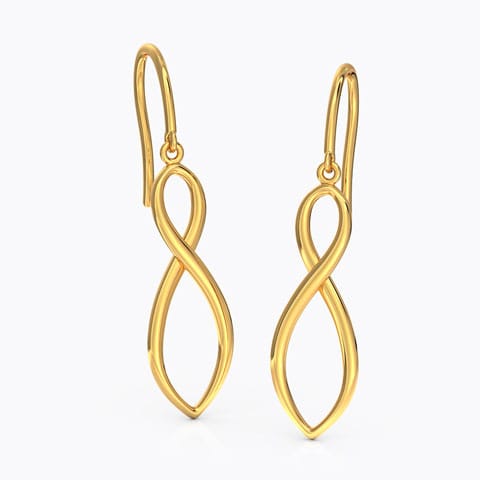 Infinity Gold Drop Earrings Gold Earrings 14 Karat Yellow Gold Infinity Gold Drop Earrings