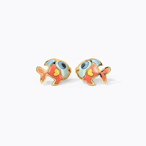 Fishy Kids' Gold Earrings Gold Earrings 14 Karat Yellow Gold Fishy Kids' Gold Earrings
