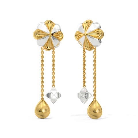 Sway Floret Drop Gold Earrings Gold Earrings 18 Karat Yellow Gold Sway Floret Drop Gold Earrings