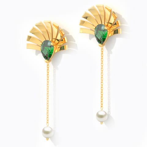 Royal Crown Gemstone Drop Earrings Gold Earrings 14 Karat Yellow Gold Royal Crown Gemstone Drop Earrings