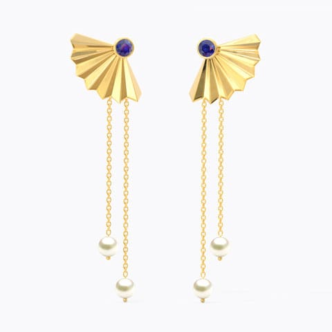 Azure Crown Gemstone Drop Earrings Gold Earrings 14 Karat Yellow Gold Azure Crown Gemstone Drop Earrings