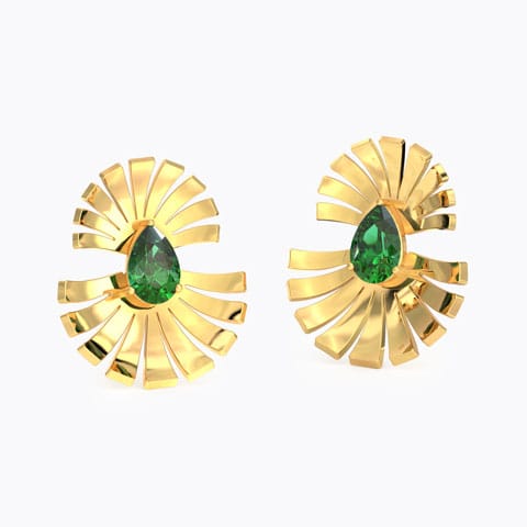 Royal Crown Gemstone Stud Earrings Gold Earrings 14 Karat Yellow Gold Royal Crown Gemstone Stud Earrings