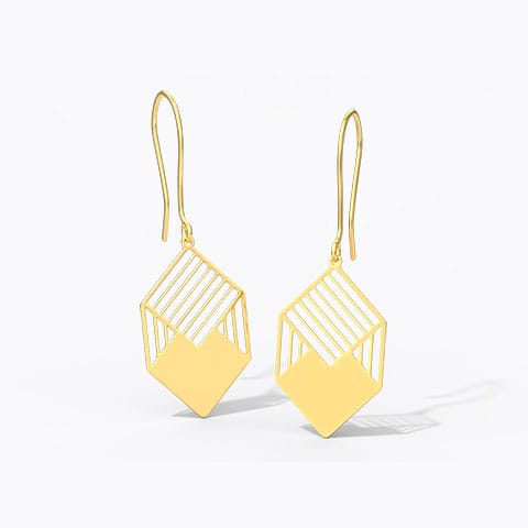 Kia Cutout Gold Drop Earrings Gold Earrings 18 Karat Yellow Gold Kia Cutout Gold Drop Earrings