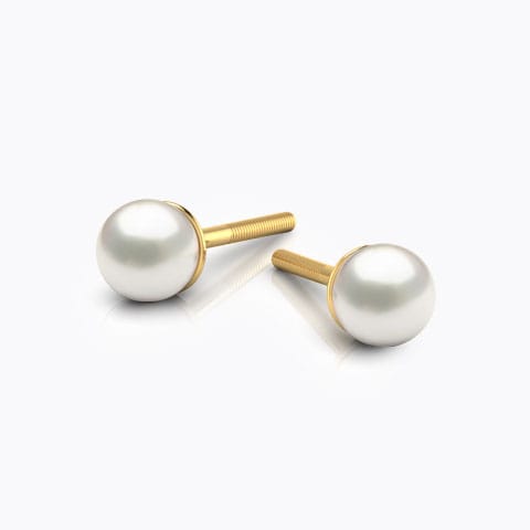 Releve Pearl Stud Earrings Gold Earrings 18 Karat Yellow Gold Releve Pearl Stud Earrings