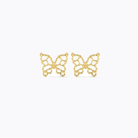 Winsome Butterfly Gold Stud Earrings Gold Earrings 14 Karat Yellow Gold Winsome Butterfly Gold Stud Earrings