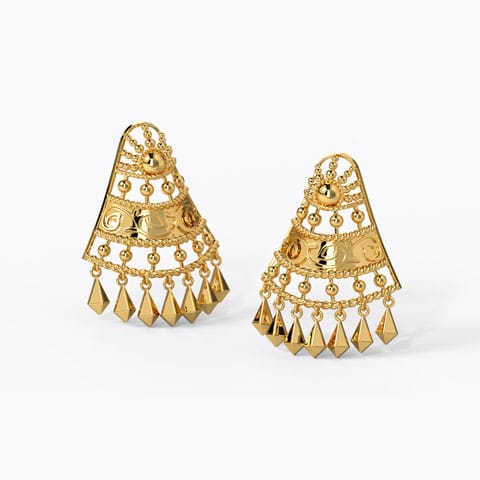 Saniya Gold Drop Earrings Gold Earrings 18 Karat Yellow Gold Saniya Gold Drop Earrings