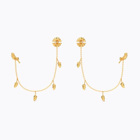 Ananya Gold Chain Ear Cuffs Gold Earrings 18 Karat Yellow Gold Ananya Gold Chain Ear Cuffs