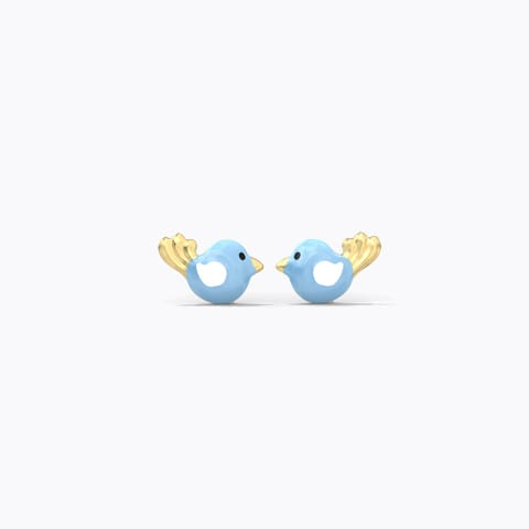 Blue Bird Kids' Gold Earrings Gold Earrings 14 Karat Yellow Gold Blue Bird Kids' Gold Earrings