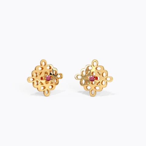 Anya Cutout Gemstone Stud Earrings Gold,Gemstone Earrings 14 Karat Yellow Gold Anya Cutout Gemstone Stud Earrings
