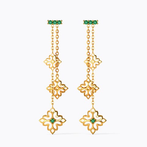 Nitara Cutout Gemstone Drop Earrings Gold,Gemstone Earrings 14 Karat Yellow Gold Nitara Cutout Gemstone Drop Earrings