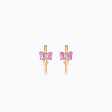 Cute Bow Kids' Gold Earrings Gold Earrings 14 Karat Rose Gold Cute Bow Kids' Gold Earrings