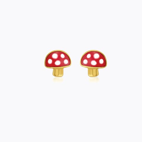Chubby Mushroom Kids' Gold Earrings Gold Earrings 14 Karat Yellow Gold Chubby Mushroom Kids' Gold Earrings