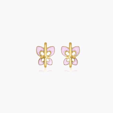 Flutter Butterfly Kids' Gold Earrings Gold Earrings 14 Karat Rose Gold Flutter Butterfly Kids' Gold Earrings