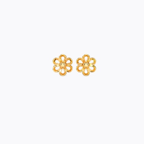 Floret Cutout Kids' Gold Earrings Gold Earrings 14 Karat Yellow Gold Floret Cutout Kids' Gold Earrings