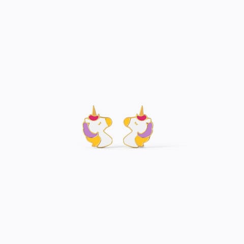 Mystical Unicorn Kids' Gold Earrings Gold Earrings 14 Karat Yellow Gold Mystical Unicorn Kids' Gold Earrings