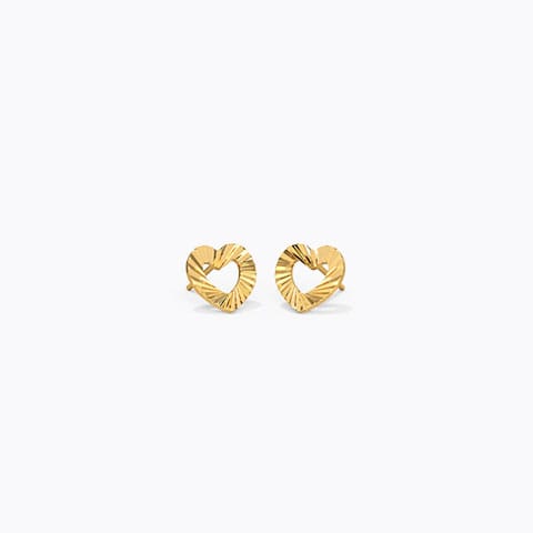 Gleaming Heart Kids' Earrings Gold Earrings 14 Karat Yellow Gold Gleaming Heart Kids' Earrings