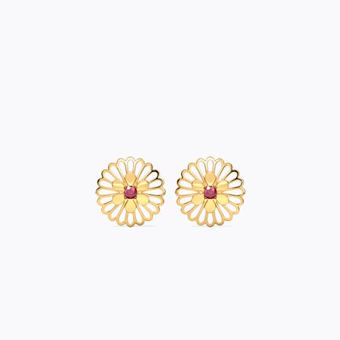 Mishka Cutout Gemstone Stud Earrings Gold,Gemstone Earrings 14 Karat Yellow Gold Mishka Cutout Gemstone Stud Earrings