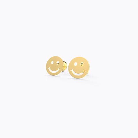 Smiley Kids' Earringss Gold Earrings 14 Karat Yellow Gold Smiley Kids' Earringss