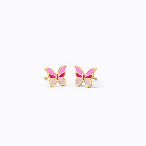 Violet Flutter Kids' Gold Earrings Gold Earrings 14 Karat Yellow Gold Violet Flutter Kids' Gold Earrings