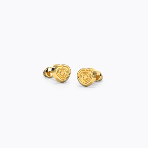 Ripple Hearts Kids' Gold Earrings Gold Earrings 14 Karat Yellow Gold Ripple Hearts Kids' Gold Earrings
