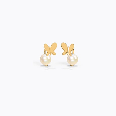 Kids' Pearl Earrings by Archana Gemstone Earrings 18 Karat Yellow Gold Kids' Pearl Earrings by Archana