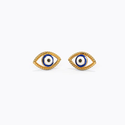 Exclusive Evil Eye Gold Stud Earrings Gold Earrings 14 Karat Yellow Gold Exclusive Evil Eye Gold Stud Earrings