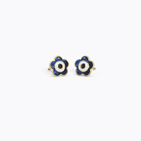 Swish Evil Eye Gold Stud Earrings Gold Earrings 14 Karat Yellow Gold Swish Evil Eye Gold Stud Earrings
