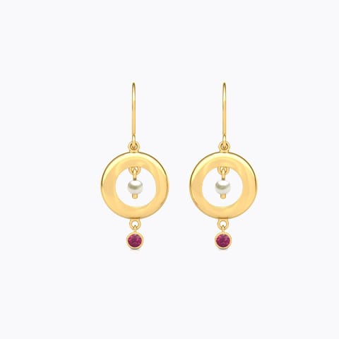 Elsa Encircle Gemstone Drop Earrings Gold Earrings 14 Karat Yellow Gold Elsa Encircle Gemstone Drop Earrings