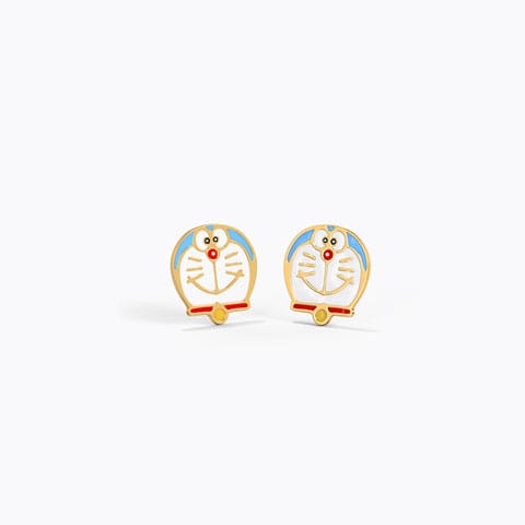 Cute Doraemon Kids' Earrings Gold Earrings 14 Karat Yellow Gold Cute Doraemon Kids' Earrings