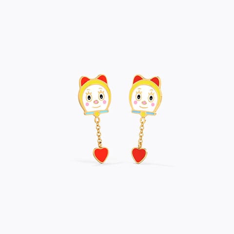 Cutesy Dorami Kids' Earrings Gold Earrings 14 Karat Yellow Gold Cutesy Dorami Kids' Earrings